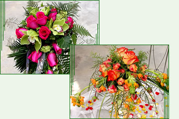 Hochzeitsfloristik, Standesamtstrau, Brautstrau, Anstecker, Kopfschmuck, Streukrbchen, Handblumen, Kirchenschmuck, Trgirlanden, Krnze, Fahrzeugschmuck, Tischgestecke, Bffetschmuck